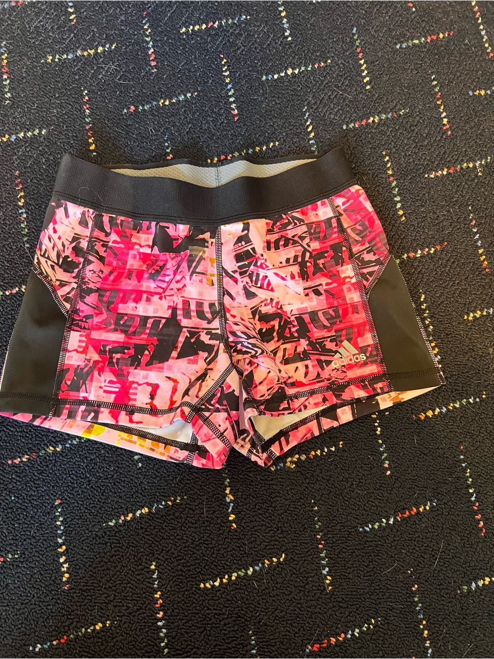 adidas Pink Graphic Performance Training Shorts with Black Panels
